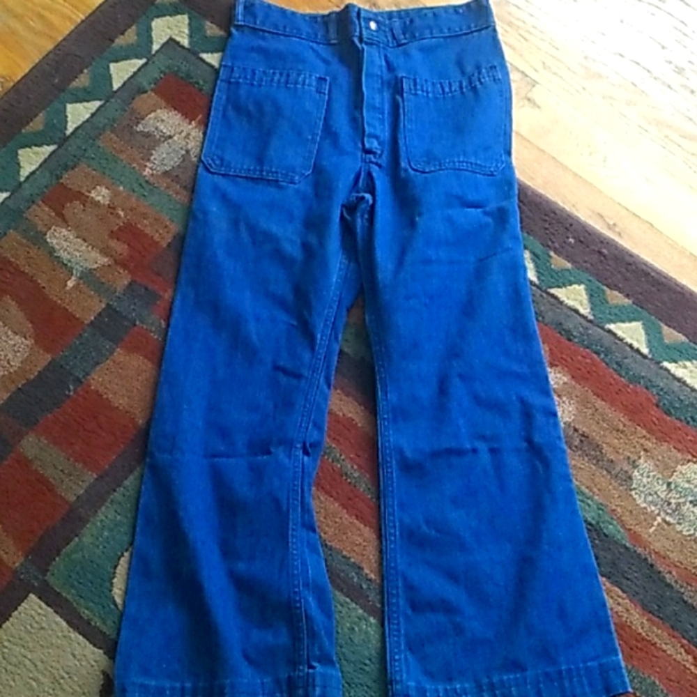 FLARED 1960s Seafarer Denim Jeans 👖UNISEX NAUTICAL NAVY SZ  29/30 👖